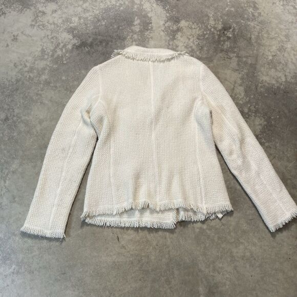 Gerard Darel‎ Sweater Womens 8 Cream Cardigan Virgin Wool Blend Poland Knit - Picture 4 of 9